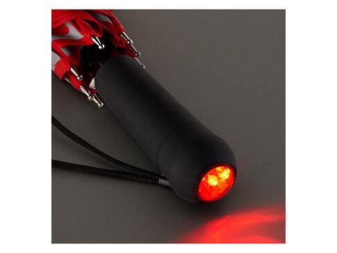 Зонт-трость 7571 Safebrella с фонариком и светоотражающими элементами, полуавтомат, черный