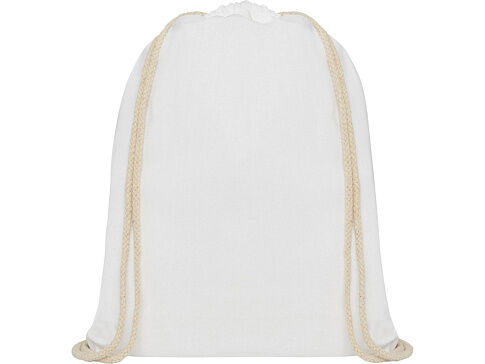 Рюкзак со шнурком Oregon хлопка плотностью 140 г/м2, белый