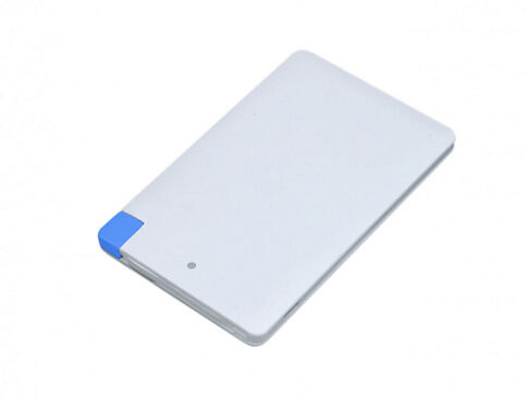 Универсальное зарядное устройство Credit _card1_power_bank  под нанесение логотипа  в виде кредитной карты, толщина всего 7,5 . 2500MAH. Синий