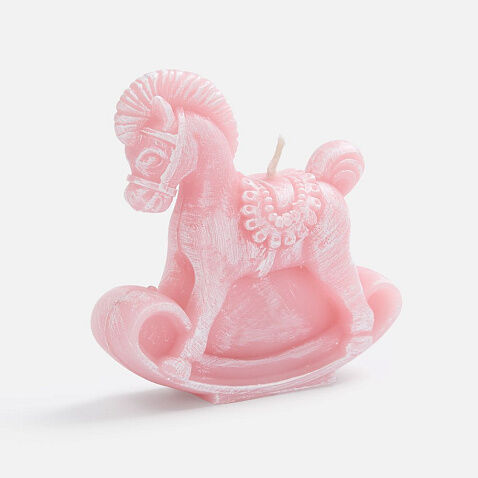 Свеча фигурная «Лошадка-качалка», розовая