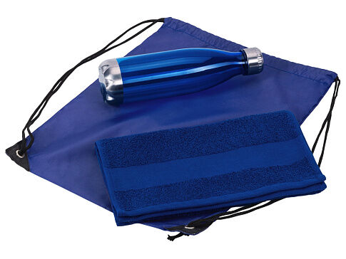 Спортивный набор с бутылкой и полотенцем Beginner, синий