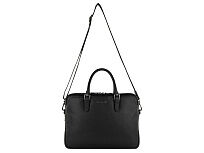 Портфель женский BUGATTI Bella, чёрный, воловья кожа/полиэстер, 38х6,5х27 см