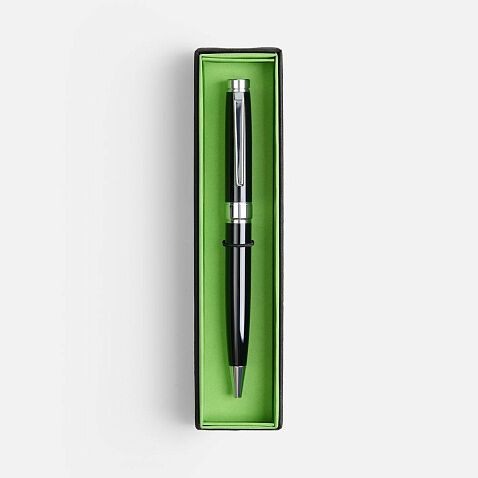 Ручка шариковая Broad Ring в футляре, глянцевая, черная