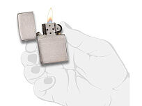Зажигалка ZIPPO Classic с покрытием Brushed Chrome, латунь/сталь, серебристая, матовая, 38x13x57 мм