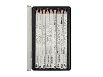 Набор чернографитовых карандашей  Sketch & Art  утолщенные,9 шт. hb-14b,  металлическая коробка с ложементом
