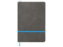 Блокнот Color линованный А5 в твердой обложке с резинкой, серый/синий
